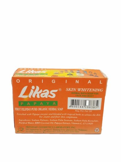Likas Skin Whitening Herbal Soap Papaya135g back view
